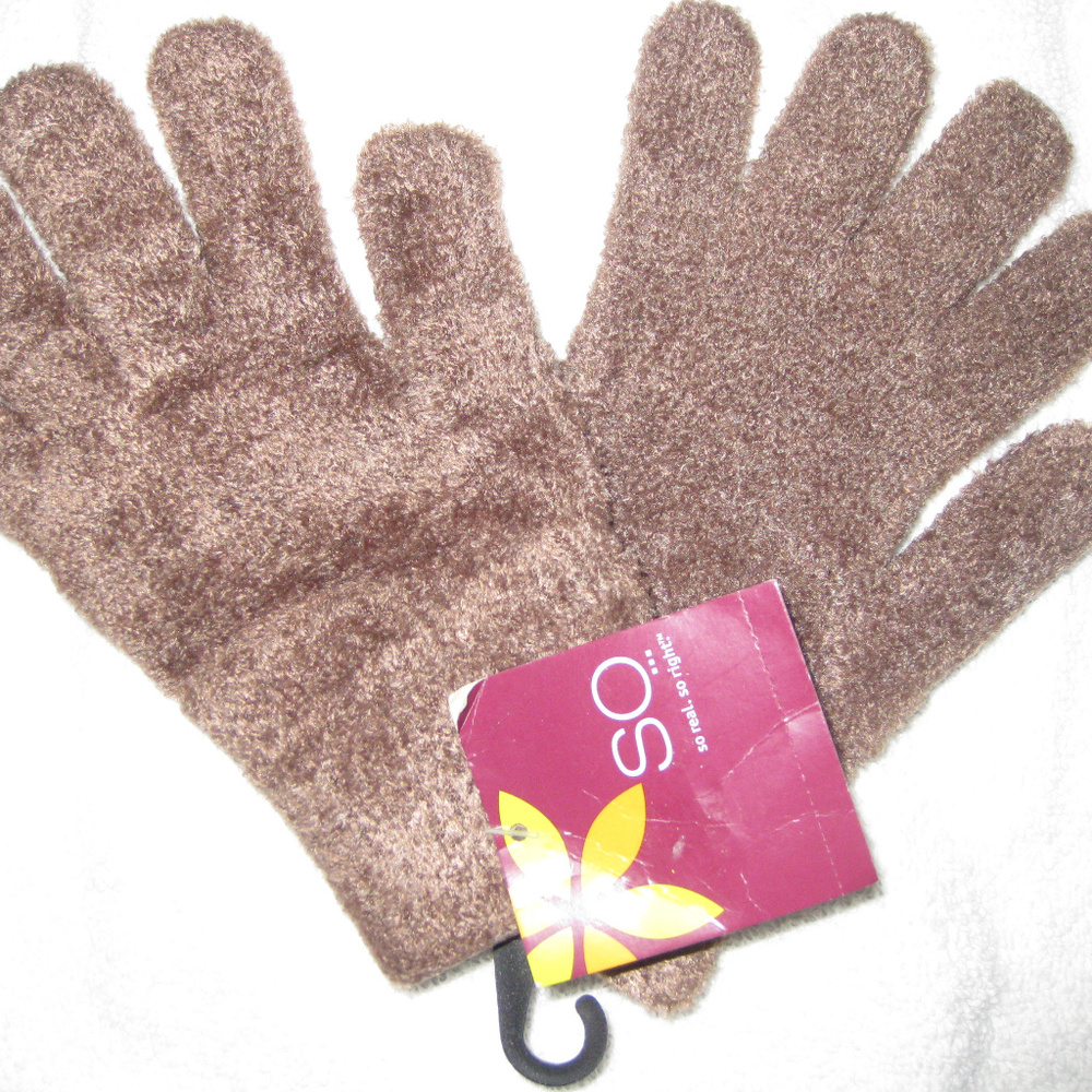 Fuzzy New Acrylic Light Brown/Dark Tan Gloves